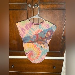 AFRM rouched side t shirt in tie dye with eagle. Size XS. Worn once.